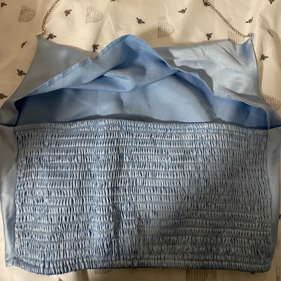 Blue Satin Crop Top - Picture 2 of 3